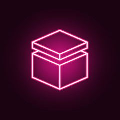 box with lid neon icon. Elements of web set. Simple icon for websites, web design, mobile app, info graphics