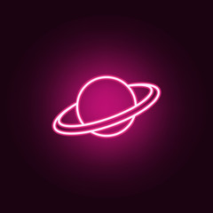 Saturn neon icon. Elements of web set. Simple icon for websites, web design, mobile app, info graphics