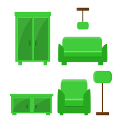 Set of furniture in one style, flat icon.
