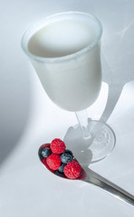 Fresh homemade yogurt with berries