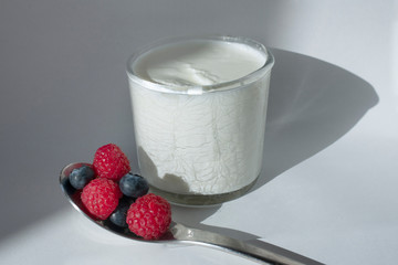 Fresh homemade yogurt with berries