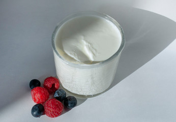 Fresh homemade yogurt with berries