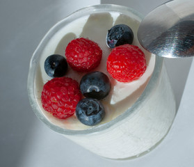 Fresh homemade yogurt with berries