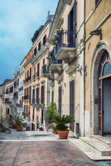 Fototapeta na wymiar typical street in the old center of Bari, region Puglia, Italy