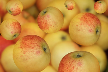 waterfall of ripe fresh apples