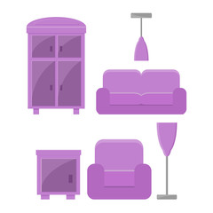 Set of furniture in one style, flat icon.