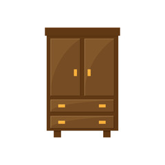 illustration of wardrobe, flat icon. Front view. 