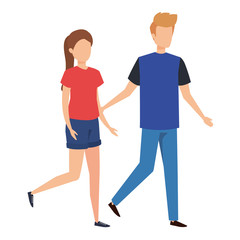 Fototapeta premium young couple lovers avatars characters