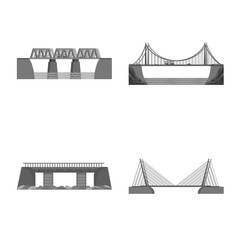 Isolated object of design and construct icon. Collection of design and bridge vector icon for stock.