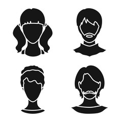 Vector illustration of character and profile logo. Collection of character and dummy vector icon for stock.