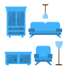 Set of furniture in one style, flat icon.