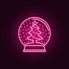 Christmas ball with a Christmas tree neon icon. Elements of web set. Simple icon for websites, web design, mobile app, info graphics