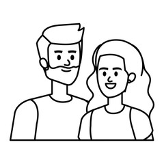 young couple lovers avatars characters