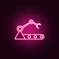 robot in production neon icon. Elements of web set. Simple icon for websites, web design, mobile app, info graphics