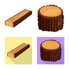 Isolated object of tree   and raw  logo. Set of tree   and construction vector icon for stock.