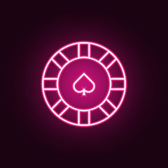 chip in the casino neon icon. Elements of web set. Simple icon for websites, web design, mobile app, info graphics