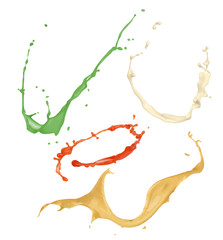 set of bursts of sauces on a white background