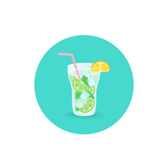 Mojito coctail colorful vector illustration