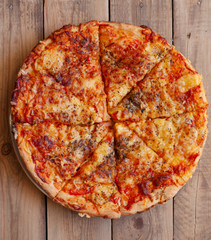 vegetarian pizza on wooden table