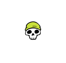 Cute skull in hat print design vector