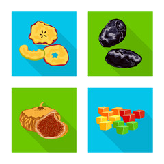 Vector design of fruit and dried  icon. Set of fruit and food  stock vector illustration.