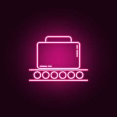 luggage on a conveyor belt neon icon. Elements of web set. Simple icon for websites, web design, mobile app, info graphics