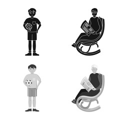 Vector illustration of character and avatar  icon. Set of character and portrait vector icon for stock.