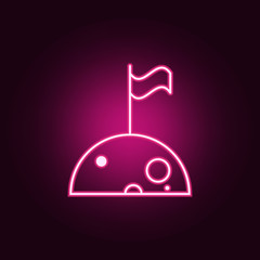 flag on the moon neon icon. Elements of web set. Simple icon for websites, web design, mobile app, info graphics