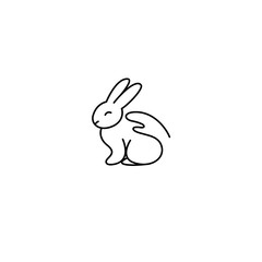 Cruelty free linear icon rabbit and hand