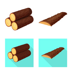 Isolated object of tree   and raw  sign. Set of tree   and construction vector icon for stock.