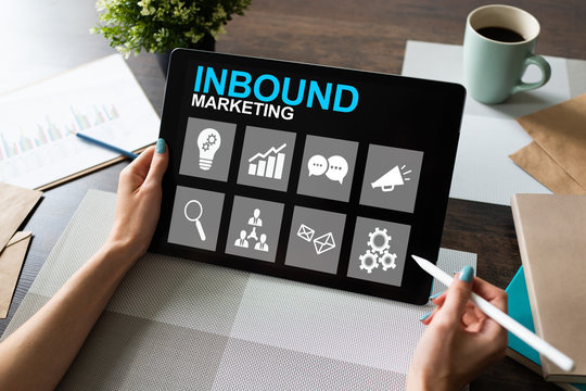 Inbound marketing. Content management and advertising strategy concept.