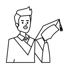 young man student graduated with hat