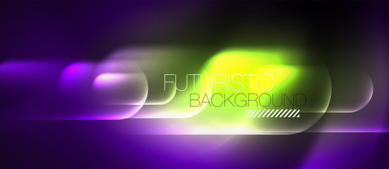 Neon glowing techno lines, hi-tech futuristic abstract background template