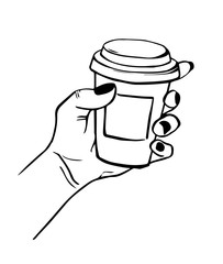 Coffee cup in a hand vector illustration