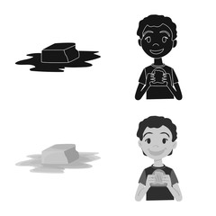 Vector illustration of creamy and product sign. Set of creamy and farm stock vector illustration.