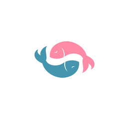Fishes yin yang symbol simple vector illustration