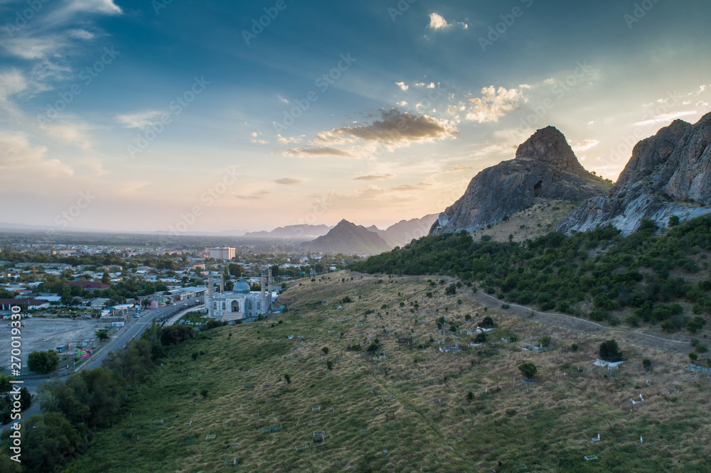 Wall mural sulaiman too above osh city in kyrgyzstan