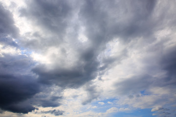 Dark big grey storm clouds. Dramatic sky.