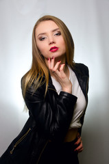 Fototapeta premium beautiful girl in blouse in Studio