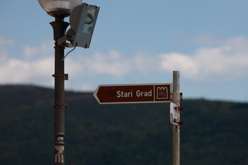 Direction indicator to old town Herceg Novi. Montenegro