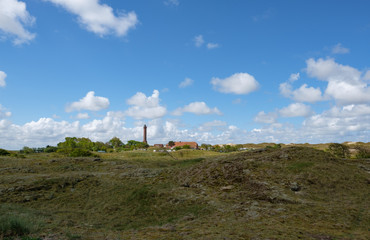 Fototapeta na wymiar Dünenlandschaft mit Leuchtturm auf der norddeutschen Insel Norderney