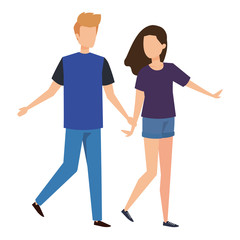 Fototapeta premium young couple lovers avatars characters