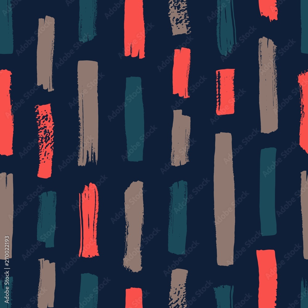 Poster hand painted seamless pattern with vibrant vertical paint traces on black background. abstract backd