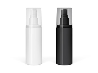 Realistic  black and white sprayer bottle isolated on white background