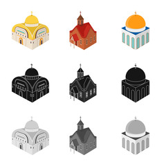 Vector design of temple and historic logo. Collection of temple and faith stock vector illustration.