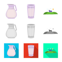 Vector design of creamy and product sign. Set of creamy and farm vector icon for stock.