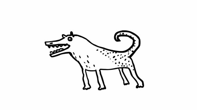 Funny barking dog. Seamless loop hand drawn animation.