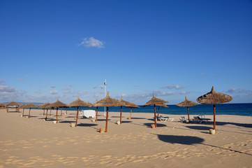 Empty tourist beach at Yasmine Hamamet