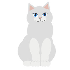 White cat flat illustration on white