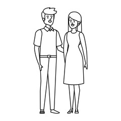 business couple avatars characters vector illustration